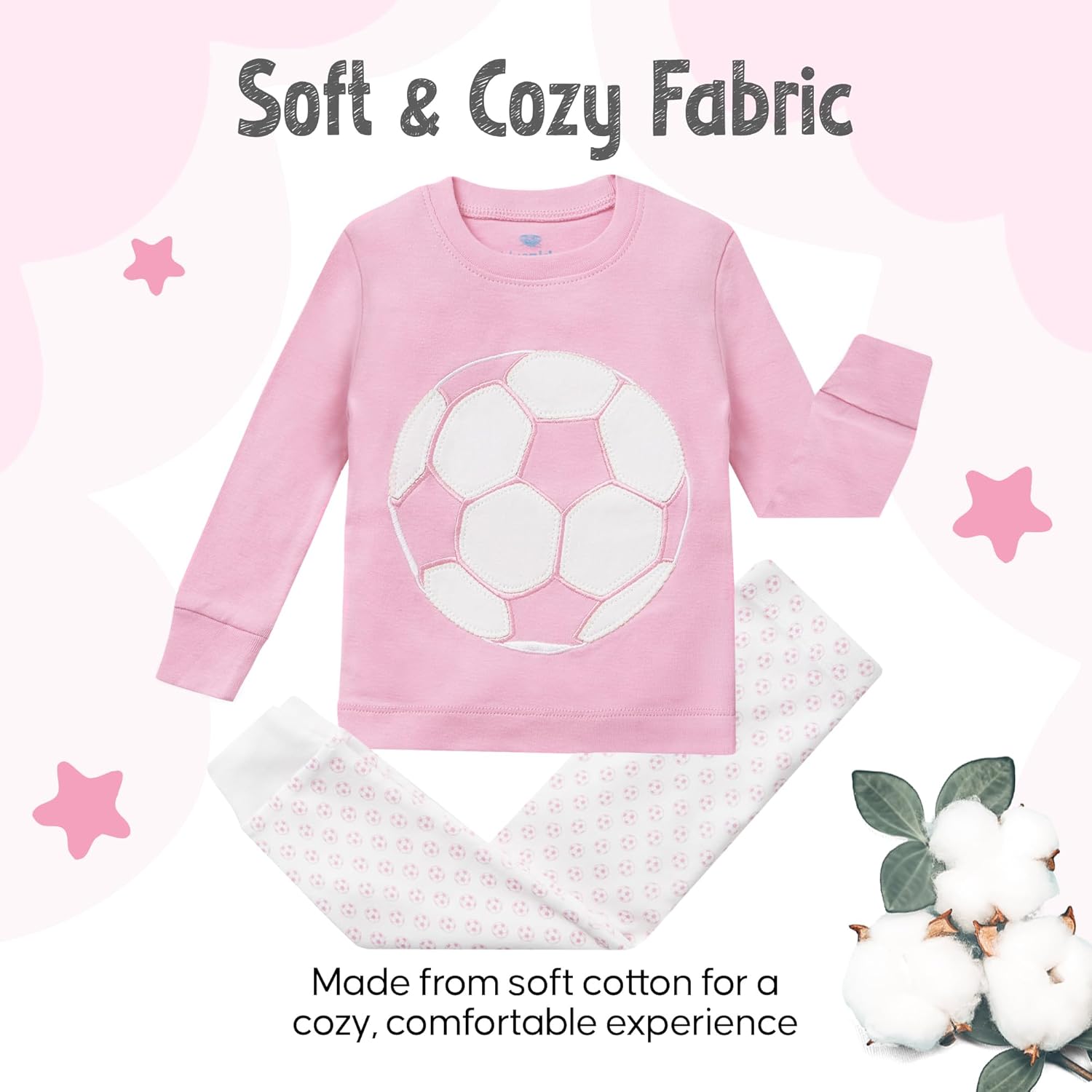 2 Piece Tag Free Pjs for Girls - 100% Cotton Pajamas Set - Kids Winter Pajama - Snug Fit Girl Sleepwear (12M-8Y) - Image 3