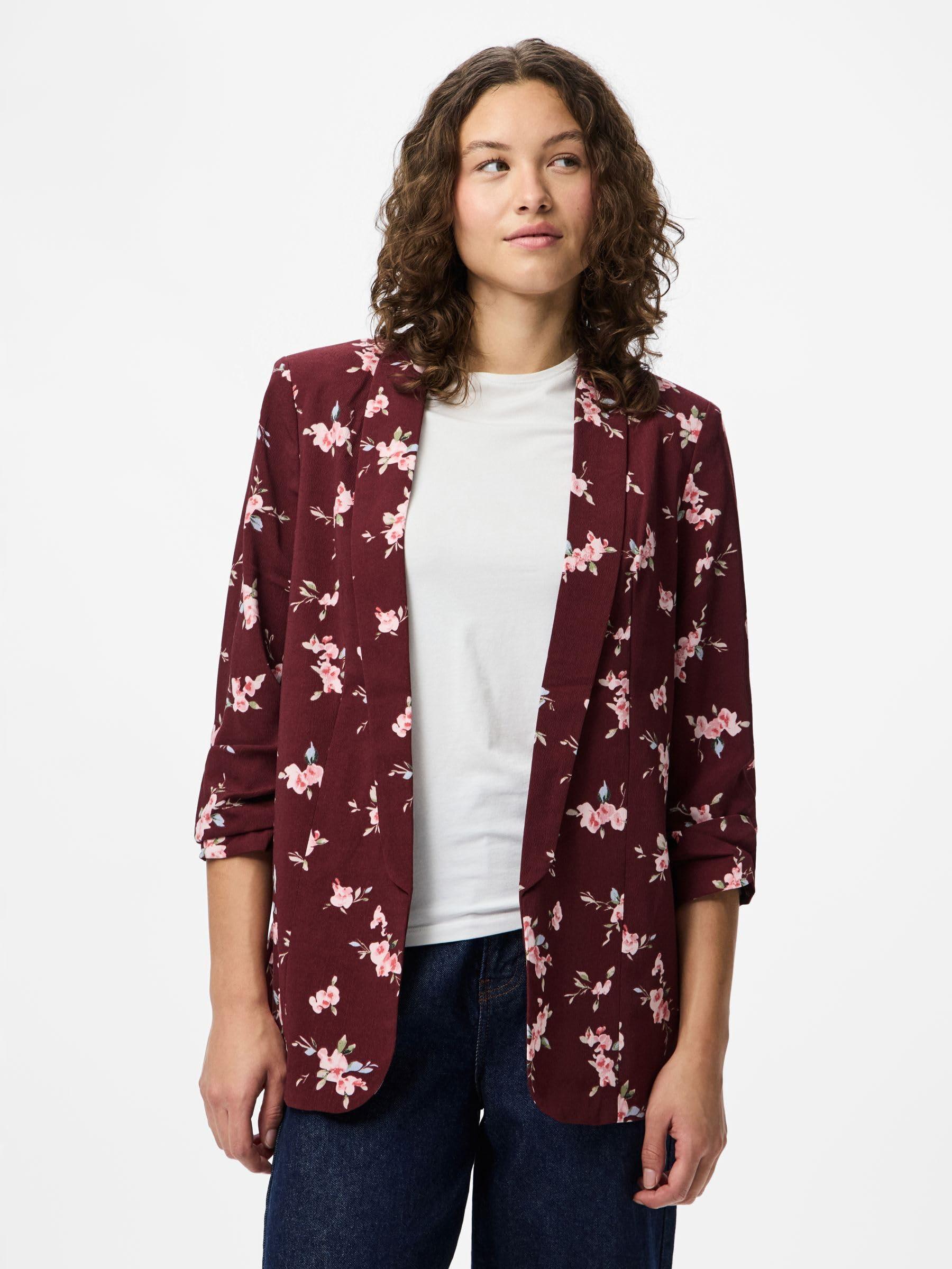 PIECES Pcbosella 3/4 Blazer z nadrukiem Noos Bc, Port Tawny, M