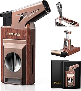 Torch Lighter with Built-in Cutter, Punch, Windproof Jet Flame Tool, Butane Refillable Torch Lighters, Gift for Men, Multi-Functional Accessories, Lighters for Candle, Travel (Butane Not Included)