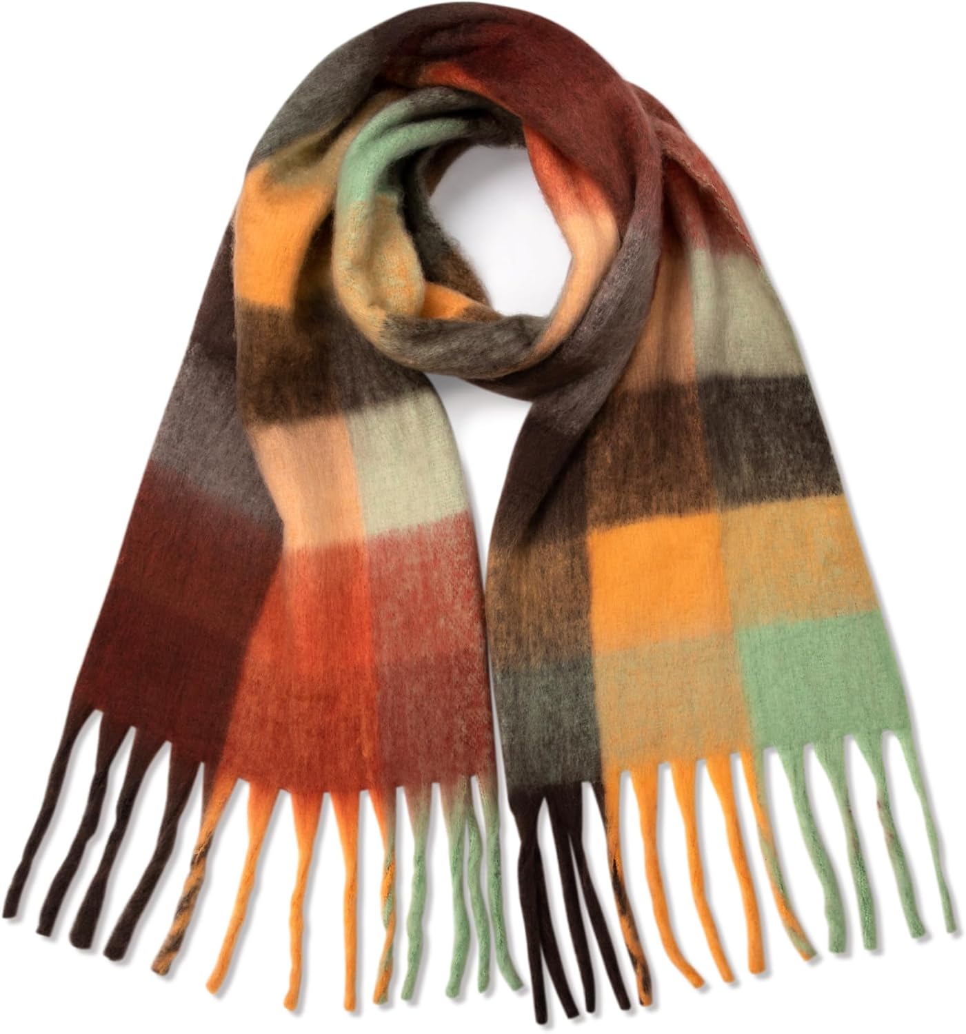 YSense Womens Winter Scarf Chunky Oversized Plaid Thick Blanket Scarf Big Coloured Warm Shawl Wrap - Image 2
