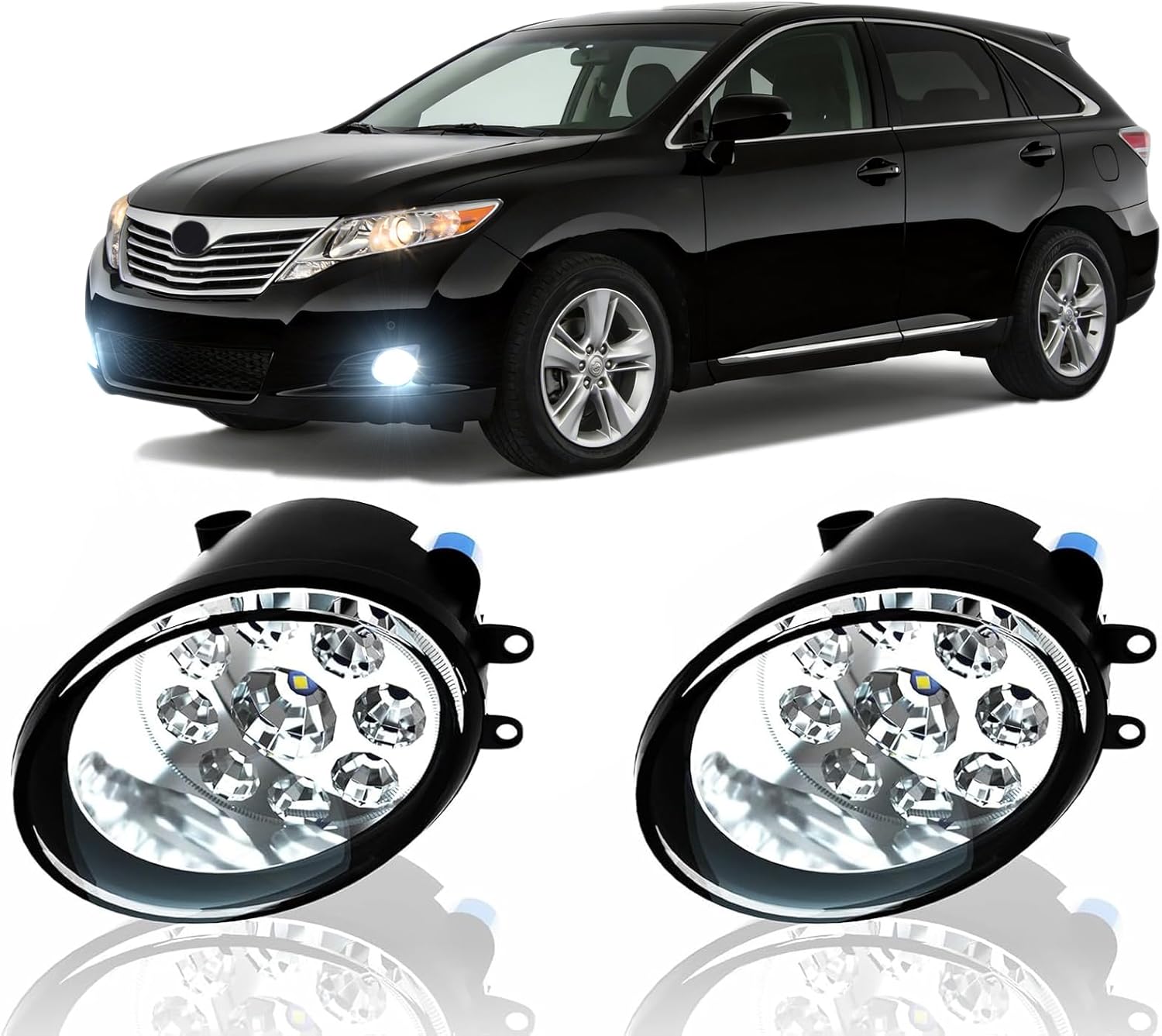 LED Fog Light For TOYOTA Venza 2009-2015 Replacement Front Bumper Lamp,6000k White,Pack of 2