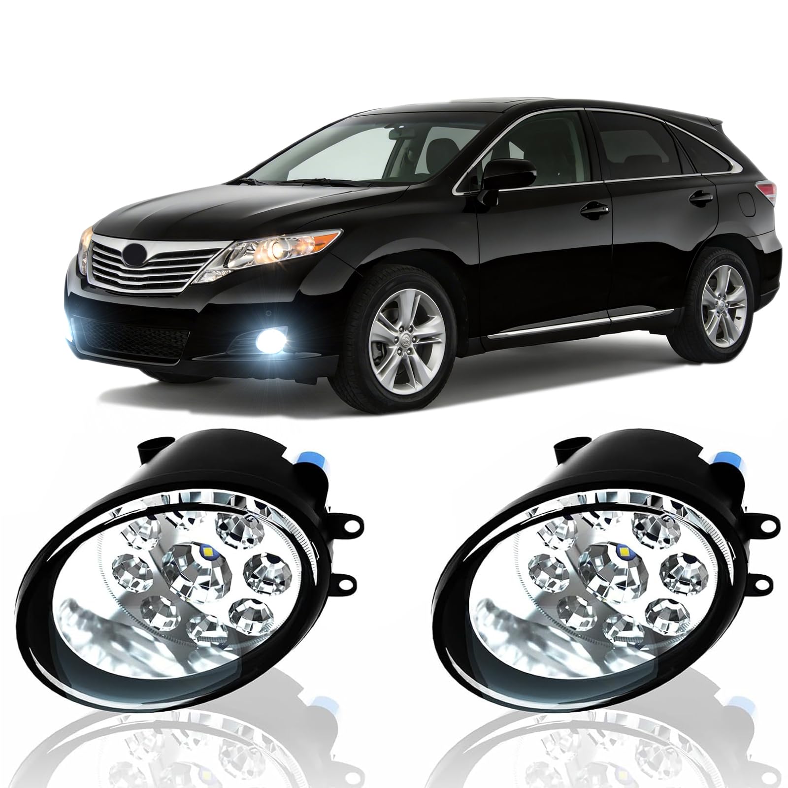 LED Fog Light For TOYOTA Venza 2009-2015 Replacement Front Bumper Lamp,6000k White,Pack of 2