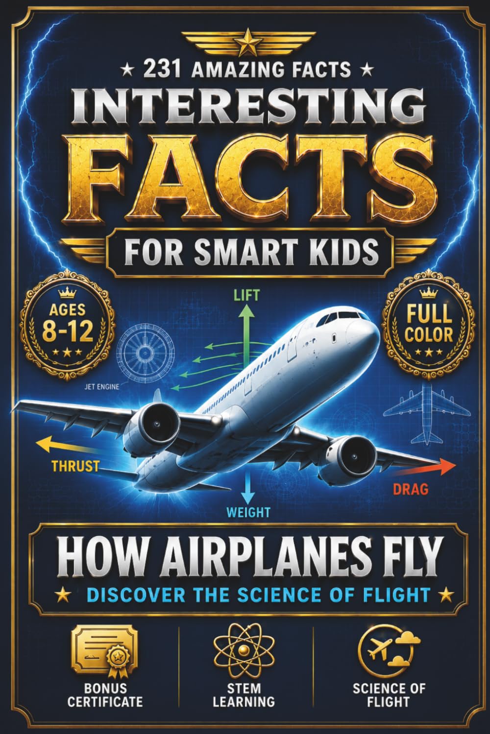 INTERESTING FACTS FOR SMART KIDS: HOW AIRPLANES FLY: 231 Amazing Aviation Facts for Kids Ages 8–12, with STEM Learning, Bonus Coloring Pages, and Certificate of Achievement