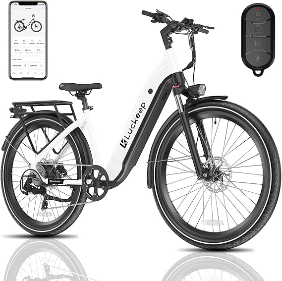 Electric Bike for Adults 1300W Peak Motor 48V 20AH SAMSUNG Battery 32MPH 80Miles Range 27.5'' Step-Thru Ebike with Torque Sensor, APP Control, Anti-Theft Alarm, Dual Hydraulic Brake Electric Bicycle
