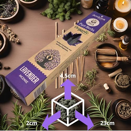 Ambica Organic Herbal Incense Pack - 7 Sets of 3 Sticks Each - 25cm - Palo Santo with White Sage, Cinnamon, Lavender - Meditation, Purification, Relaxation - 3