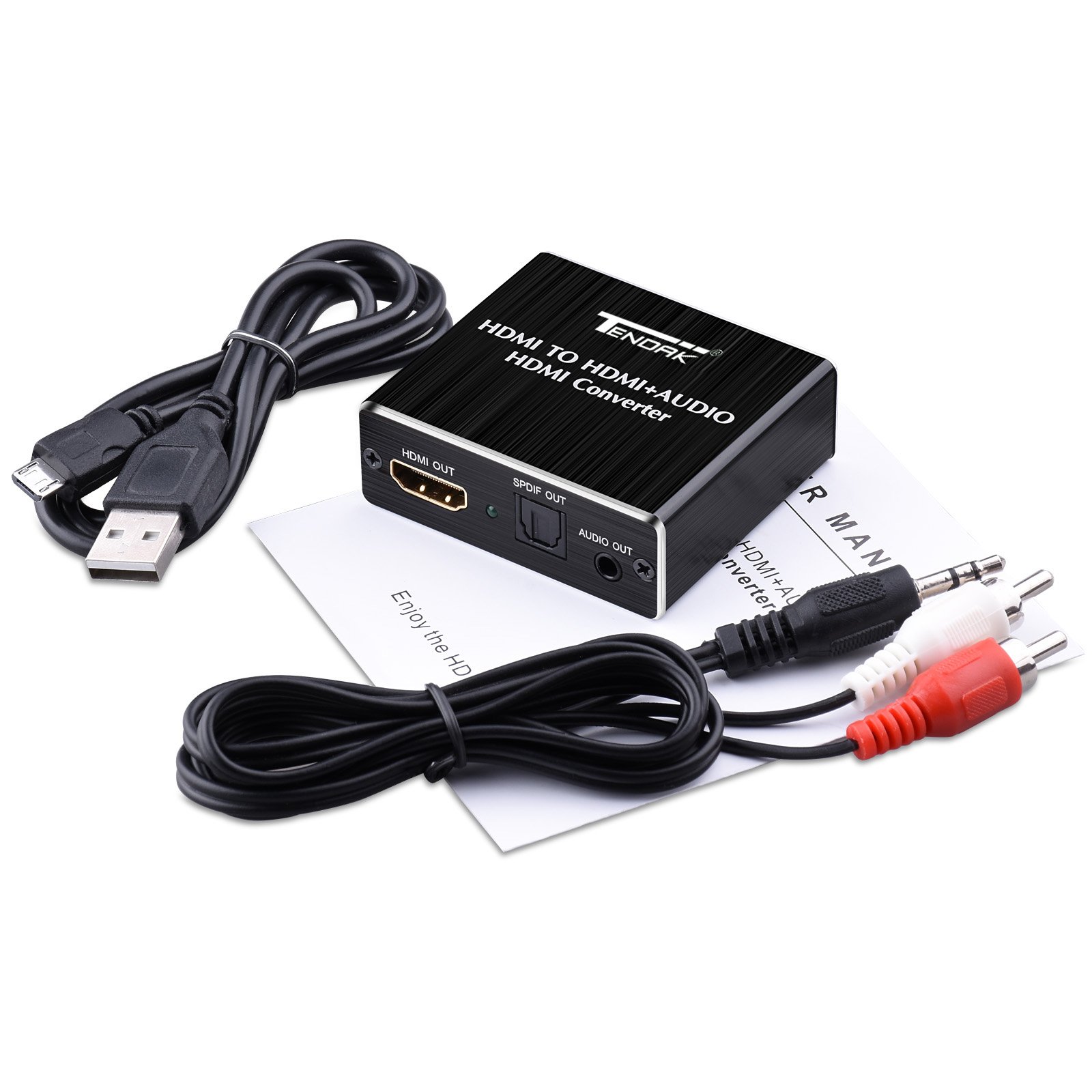 Tendak Splitter audio HDMI 4K Estrattore HDMI a SPDIF TOSLINK ottico e stereo 3,5 mm Adattatore