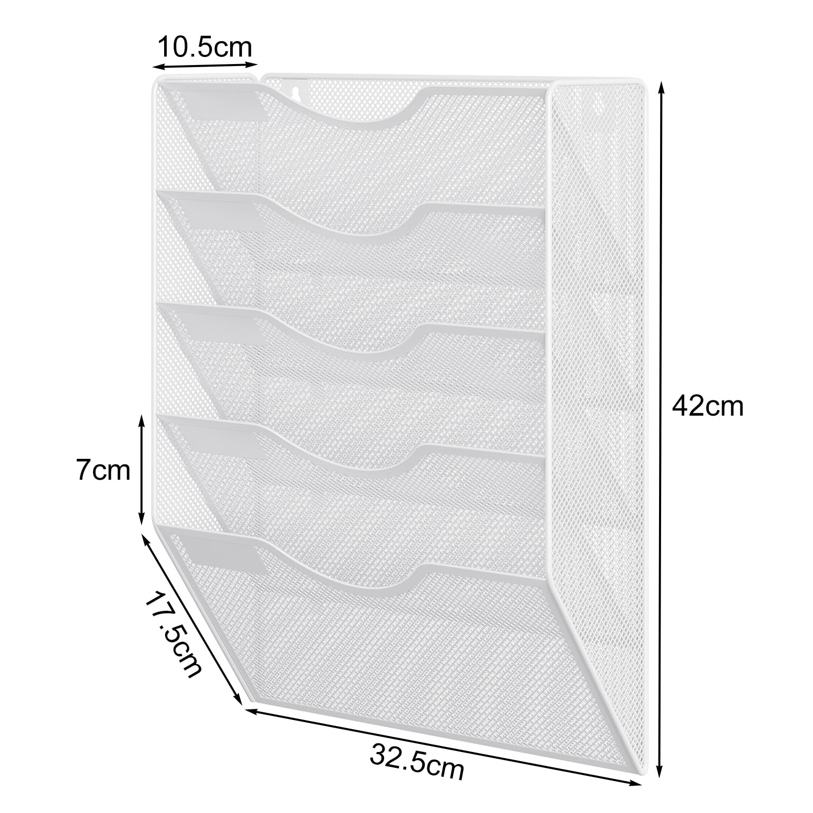 EasyPAG 5 Compartimento Metal A4 Soporte Revistas Pared Oficina Archivador de Pared Organizador Documentos Correo Pared Almacenamiento Archivos Revistero,Blanco