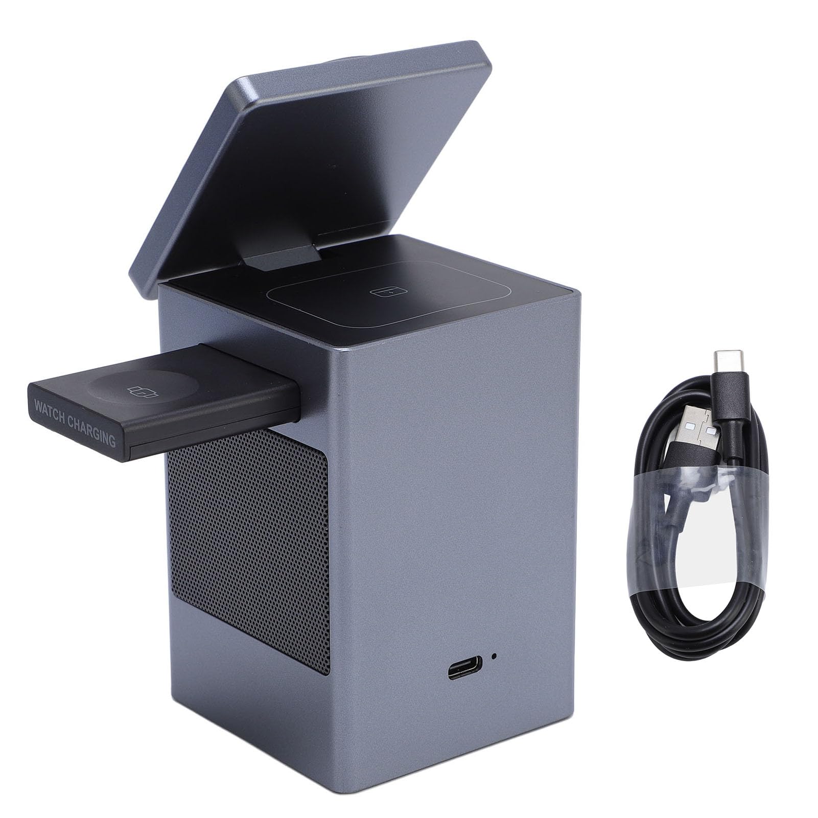 6 en 1 Station de Charge sans Fil avec Alarme à LED Charger de Téléphone Portable Magnétique BT 5.3 Anti-interférence pour Le Téléphone