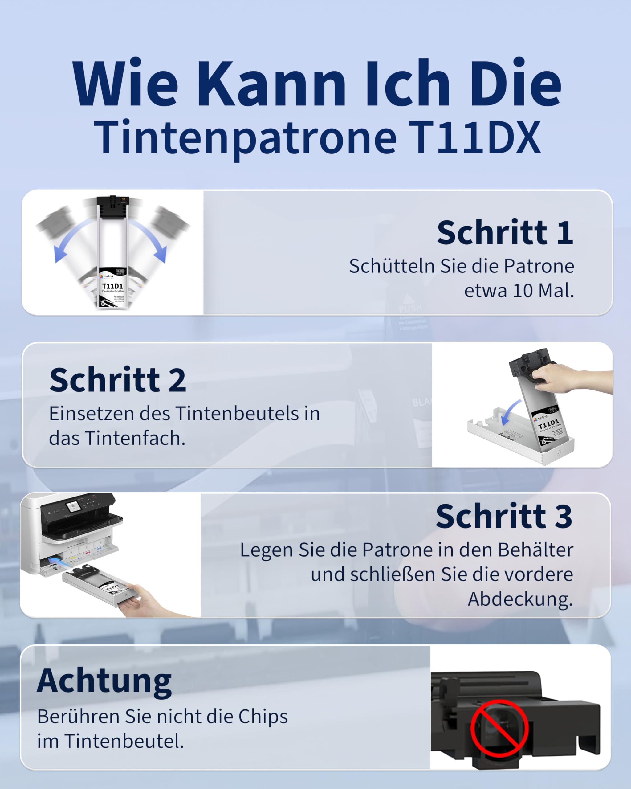 T11D1-T11D4 Druckerpatronen 4er-Pack – Kompatibel Mit Epson Workforce Pro WF-C5890DWF, WF-C5390DW U.a.