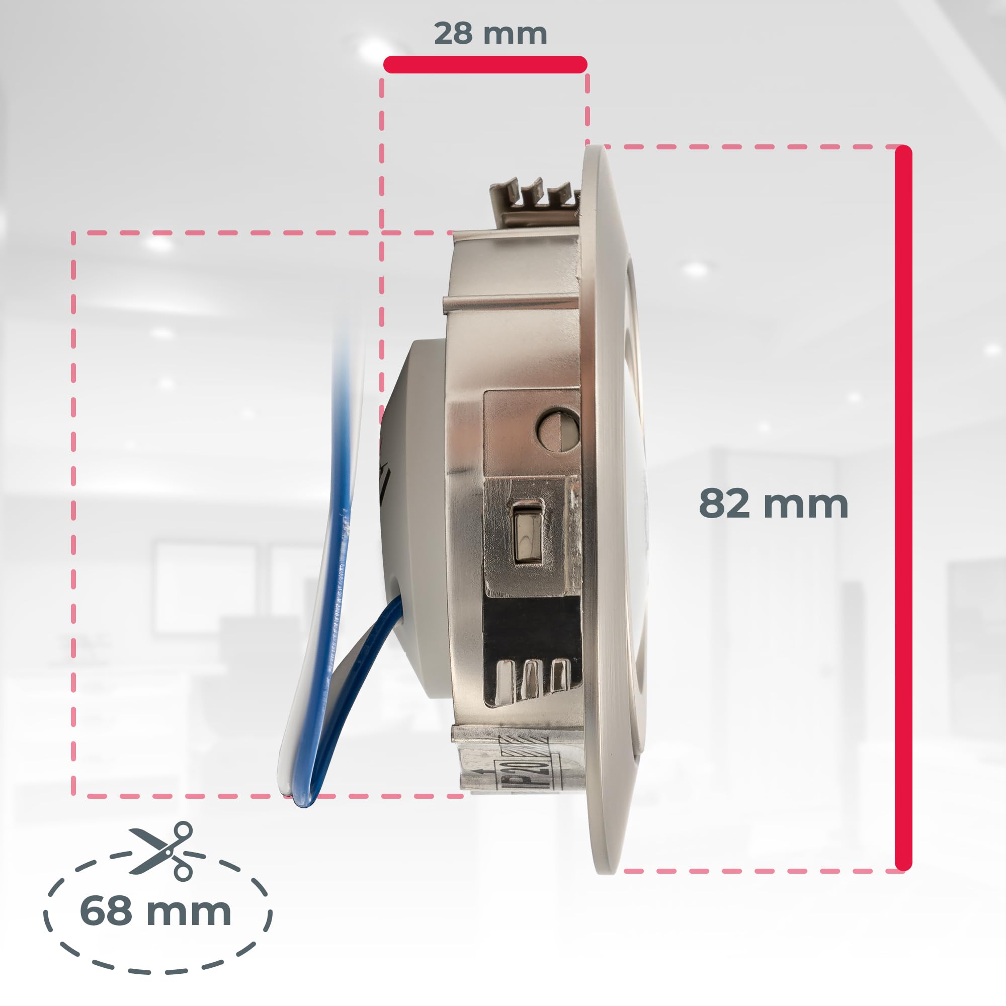 B.K.Licht - 5er Set LED Einbaustrahler 230V dimmbar in Stufen, schwenkbar, Lochdurchmesser 68mm, LED Spot, flach, Deckenspots, Spots, Einbauleuchten, Einbauspots, 82x28 mm, Matt-Nickel