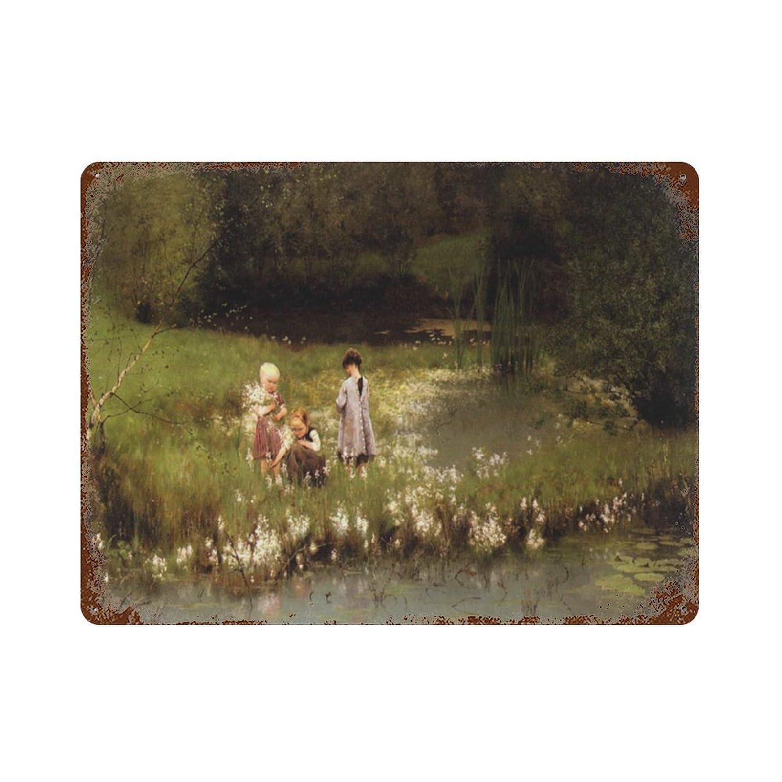 xiaoxiaoshen Nursery Meadow Vintage Landscape Painting Wall Decor Art Metal Tin Poster Modern Home Decor Art Home Bar Shop Decorations Vintage Sign 30x40cm