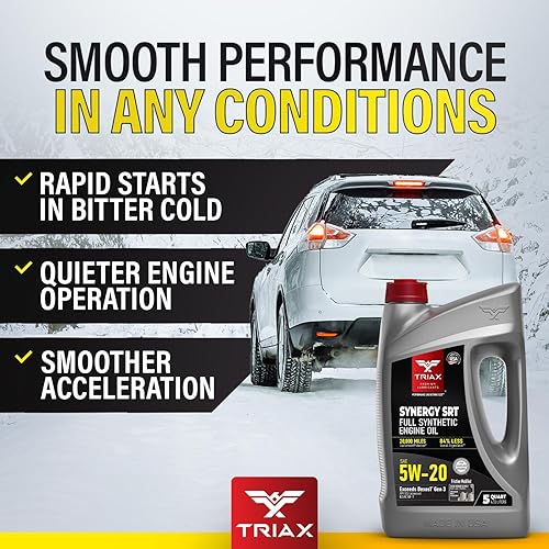 Miniatura 7 de TRIAX Synergy SRT 5W-20 Aceite de motor PAO-éster completamente sintético, drenaje de 12.4 mi, modificación por fricción molyboro, licencia API SP,