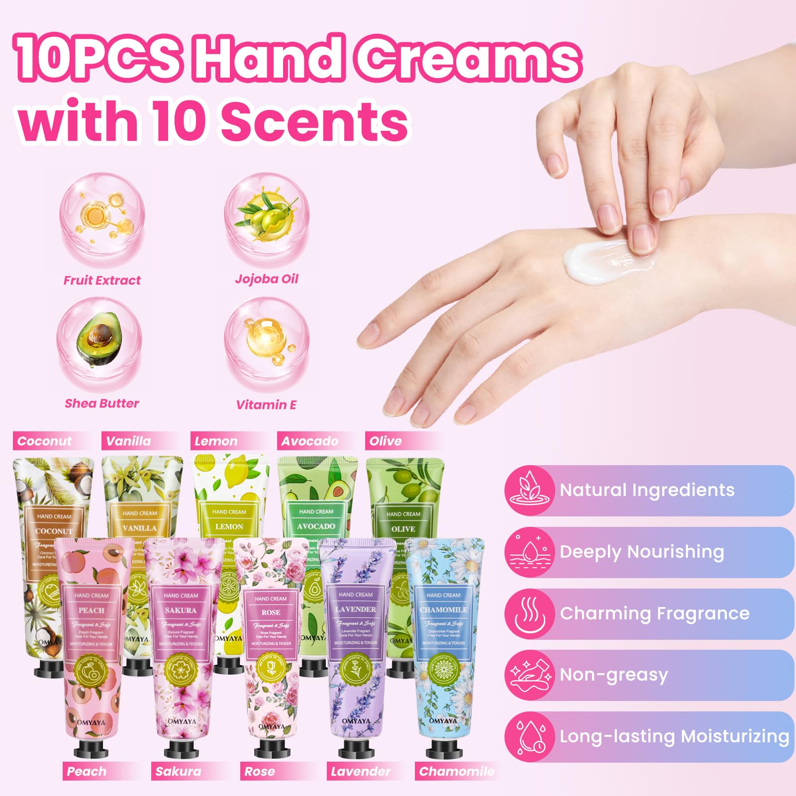Coffret cadeau de parfum pour femme : 10x35ml mini parfums + 10 mini crèmes pour les mains, Eau de parfum pour femme aux notes florales et fruitées. Idéal comme cadeau pour un la Saint Valentin, Noël