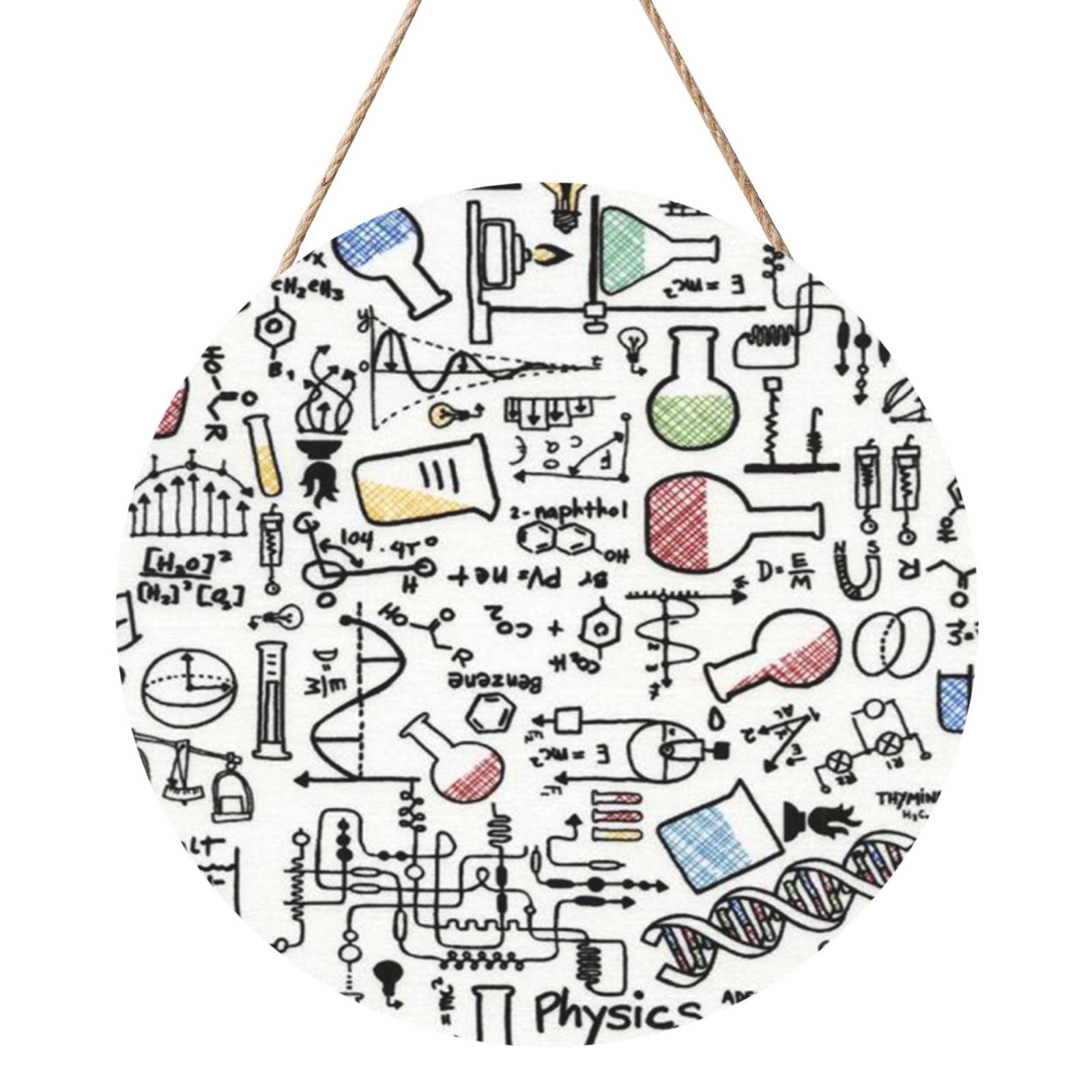 InOmak Chemistry Experiments Science Science Experiments, Round Wood Panel Painting 12 in, Wall Hanging Painting For Home