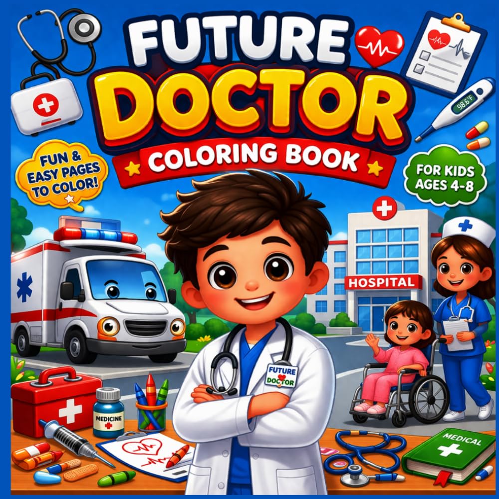 Future Doctor Coloring Book: Fun and Easy Medical Coloring Pages for Kids Who Dream of Becoming a Doctor (Ages 4–8)