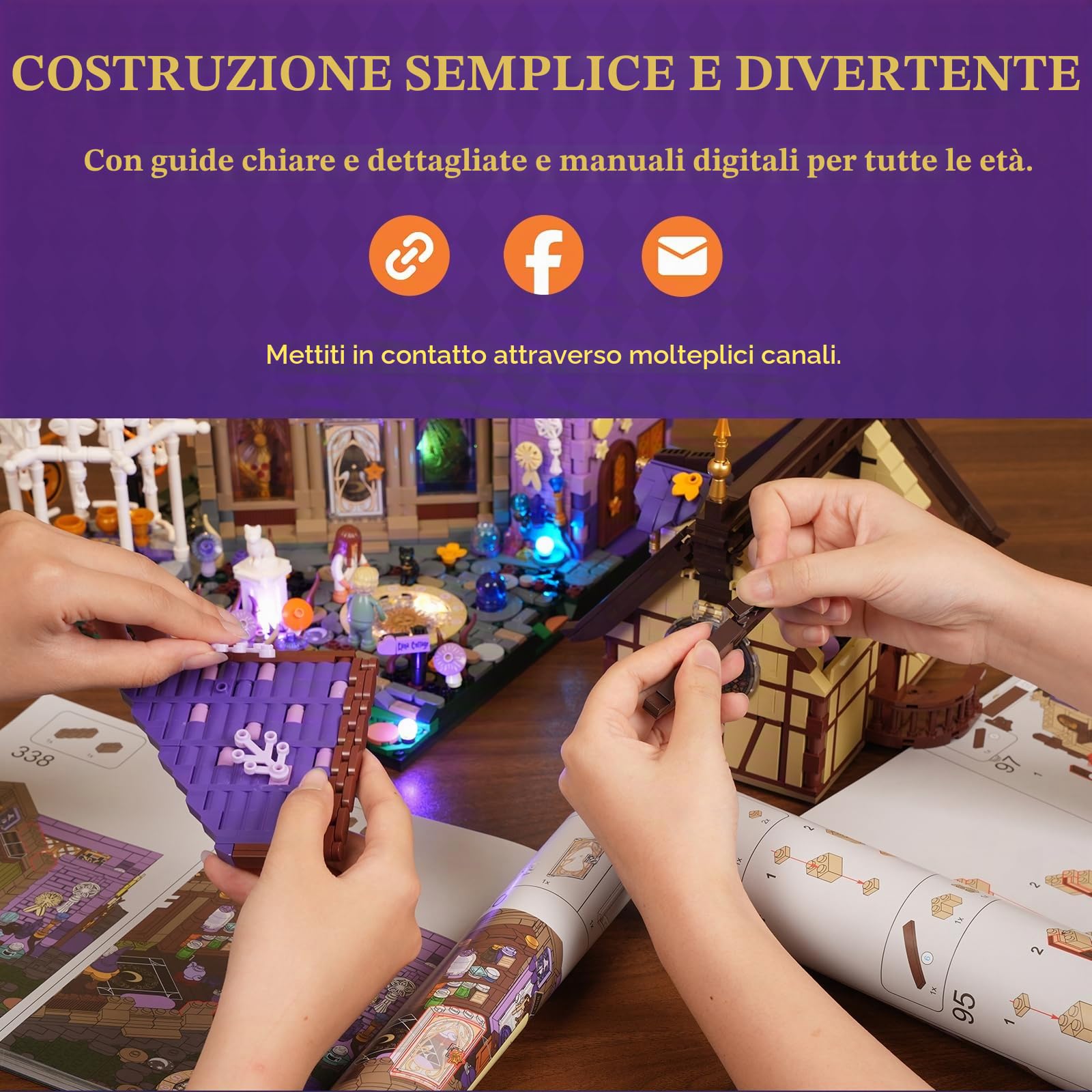 Lumibricks Luna Cottage Mattoncini Casa con Illuminazione e Musica, 2846 Pezzi Set di Costruzione per Adulti, con Sfera di Cristallo e Stanza dei Tarocchi, Modello da Collezione Idea Regalo