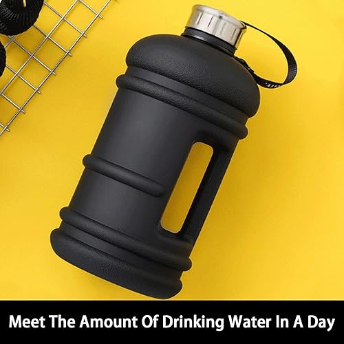Miniatura 5 de Wesoke Botella de agua de medio galón de 2.2 litros, jarra de agua negra de 74 onzas con asa, botella de agua grande de 2.2 litros, botella de