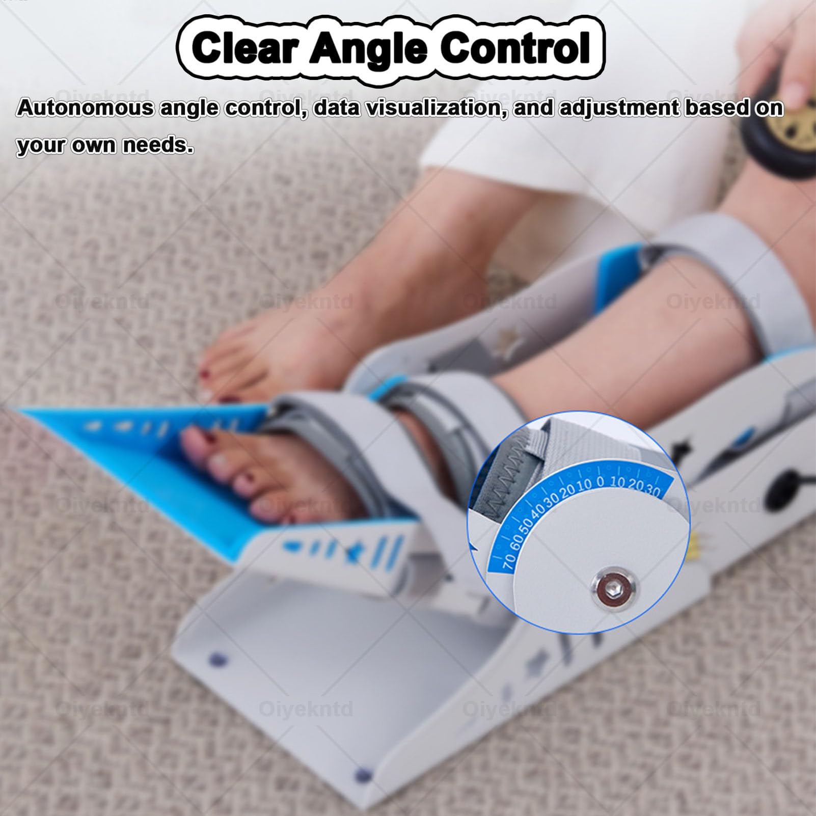 Entrenador eléctrico de tobillo, equipo de rehabilitación para pie caído, con control remoto, entrenamiento bidireccional de dorsiflexión y flexión-extensión, ángulo ajustable de 9 velocidades