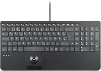 Perixx PERIBOARD-538 Kompakt Vezetékes USB Billentyűzet Beépített Trackball-lal, Ollós Mechanizmus, 2 USB Hub, Numerikus Billentyűzet, Német 1