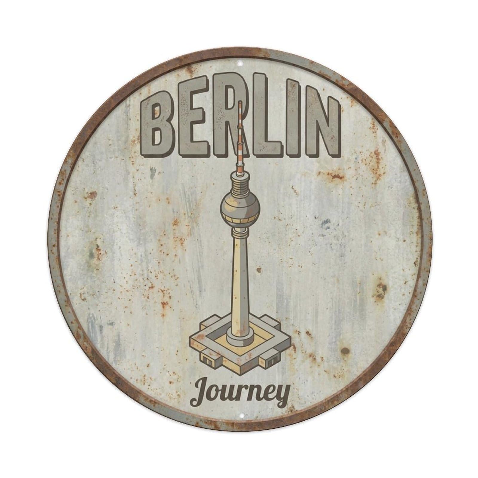 Yrnq 8X8inch Vintage Style Vintage Travel Berlin Germany Momento Metal Tin Sign