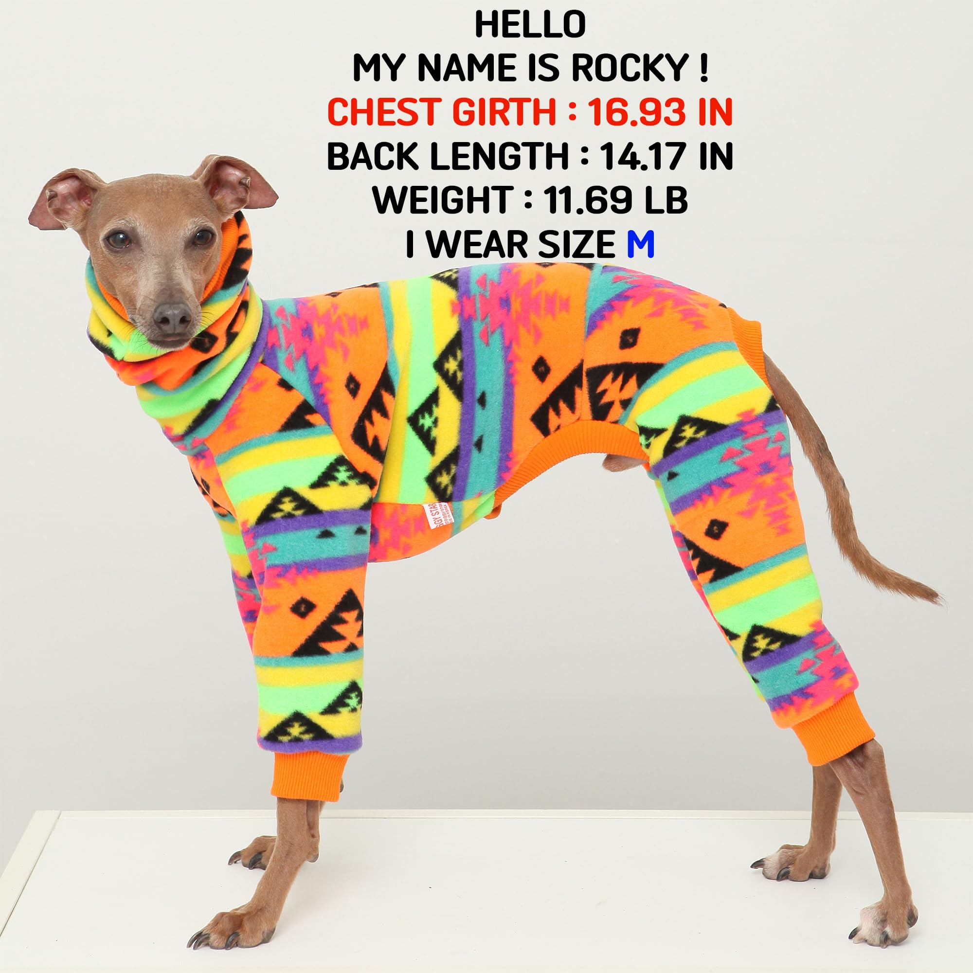 D Doggy Star Whippet Greyhound Italian Turtleneck Fleece Jumper (Medium, Nordic Orange) - Image 3