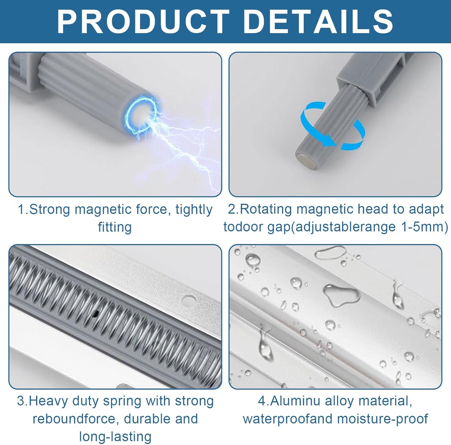 Pack of 6 Pressure Door Openers, Push to Open Door Opener, Drawer Push Opener, Cabinet Door Opener, Pressure Magnetic Catch for Furniture/Drawers/Doors, Silver