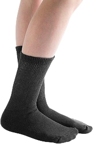 Loose Fit Cotton Diabetic Socks for Men and Women, 12 Pairs, Crew