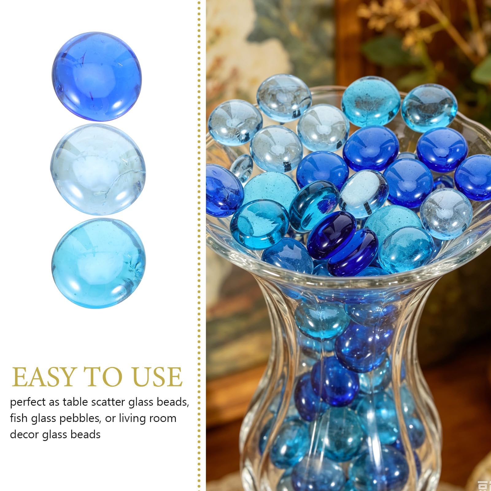 Abaodam Galets Verre Décoratifs Bleus pour Vase Surface Lisse et Plate Poids pour Aquarium Jardin et Décoration Intérieure