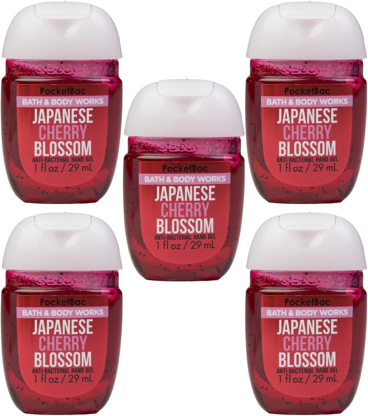 Bath & Body Works Japanese Cherry Blossom 5-Pack PocketBac Sanitizers Anti-Bacterial Hand Gel 1 Fl Oz
