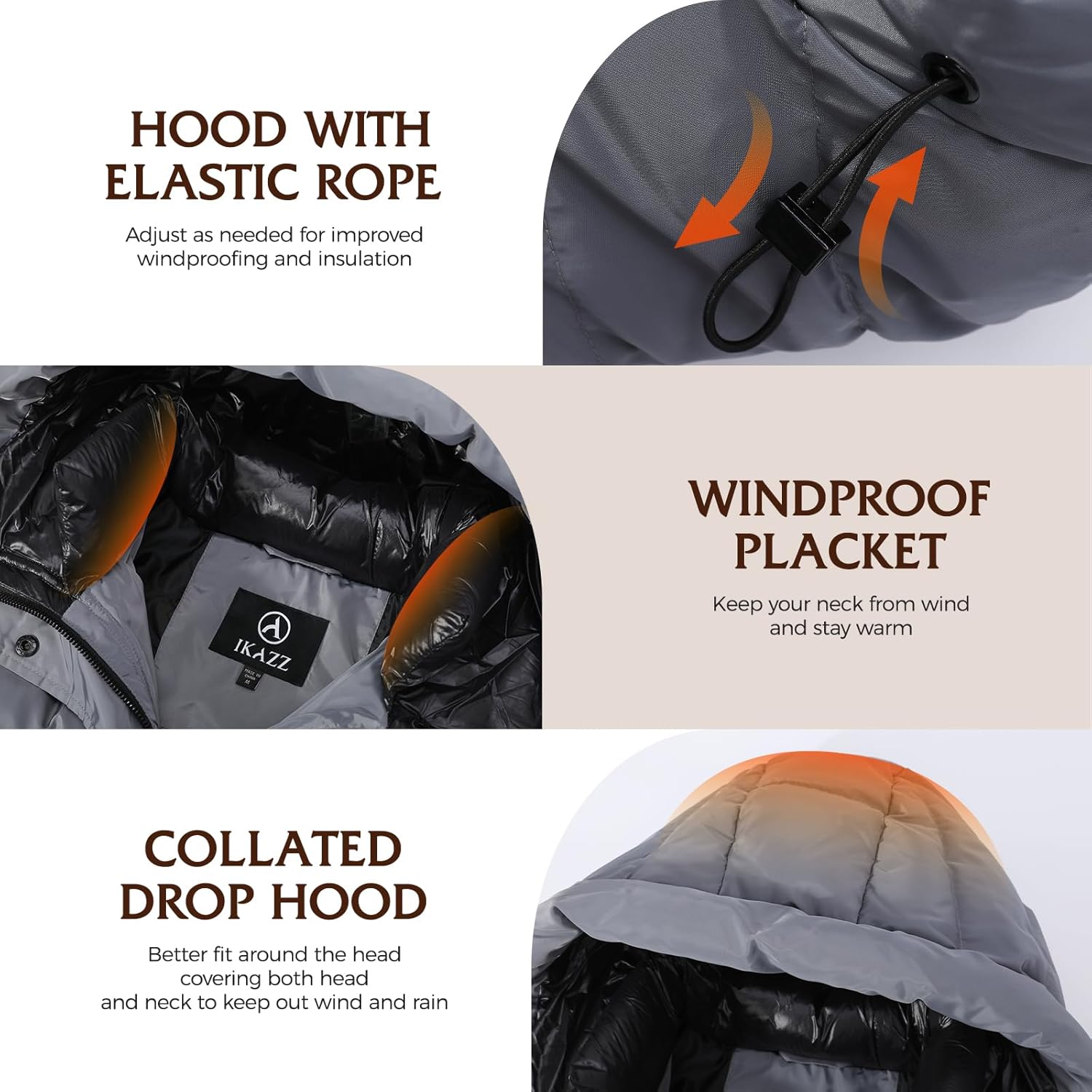 IKAZZ Women's Winter Coats, Thickened Warm Insulated Vegan Down Long Parka Jacket with Hood - Image 3