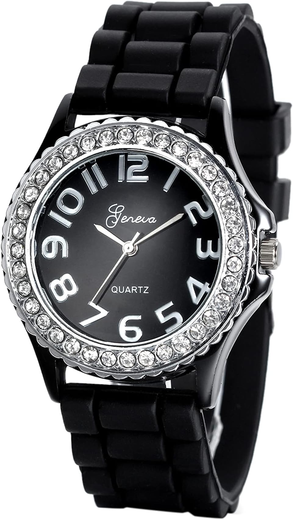 Women's Silicone Rhinestones Watches Analog Quartz Silicone Strap Bling Wristwatch