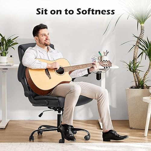 Miniatura 6 de DUMOS Office Chair - Ergonomic Executive Computer Desk Chairs with Adjustable Flip-up Armrest, Swivel Task Chair with Lumbar Support, Strong Metal