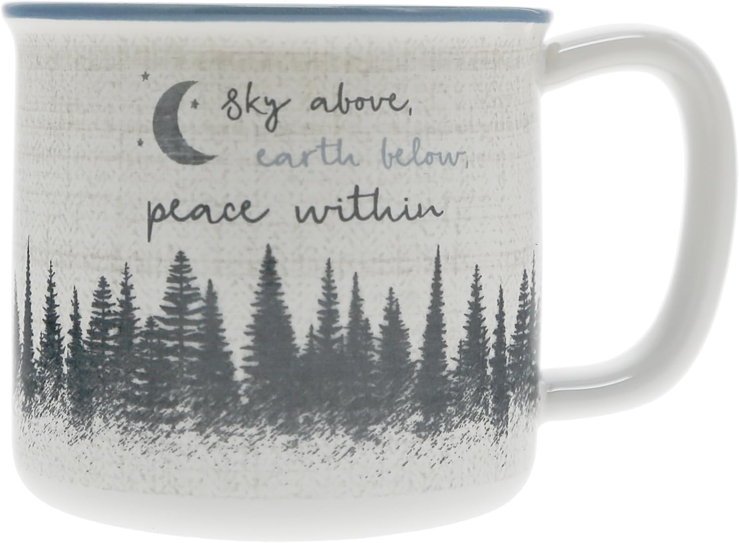 Pavilion Gift Company - Sky Above, Earth Below, Peace Within - 17 Oz Coffee Mug Tea Cup Woodland Hiking Camping Night Sky Moon Stars Cabin Woods Lodge Gift Outdoorsy Present