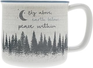 Pavilion Gift Company - Sky Above, Earth Below, Peace Within - 17 Oz Coffee Mug Tea Cup Woodland Hiking Camping Night Sky Moon Stars Cabin Woods Lodge Gift Outdoorsy Present