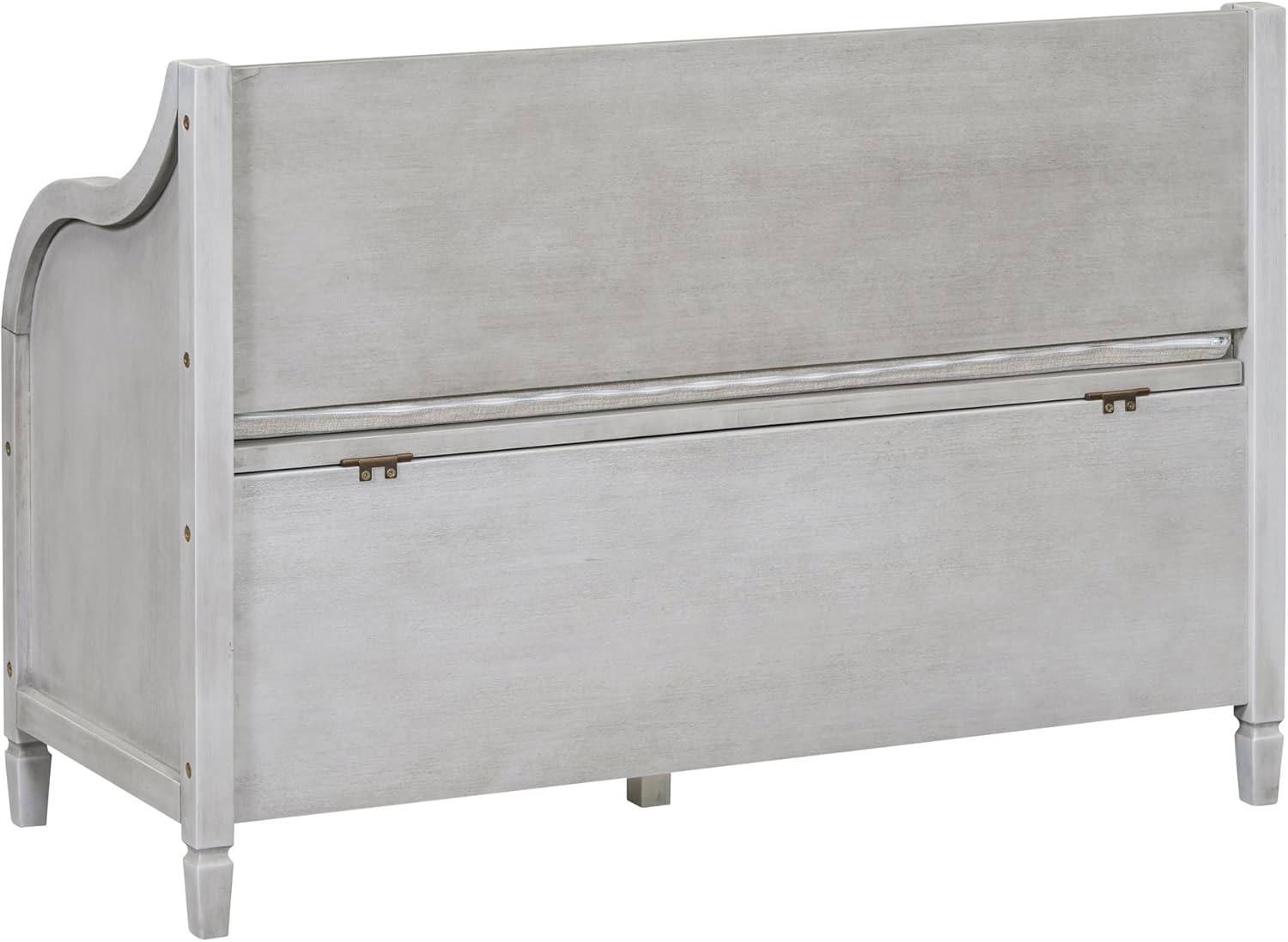 Entryway Storage Bench, Multifunctional Solid Wood Bench with Safety Hinge, Shoe Rack Bench, Gray Wash