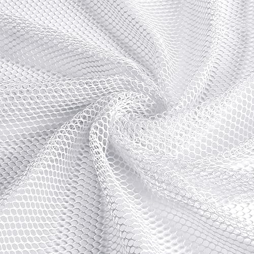 Pllieay Tela de malla blanca de 29.5 x 59 pulgadas, ligeramente elástica para bolsillo de mochila y correas, ropa de red, bolsa de malla y bolsa de