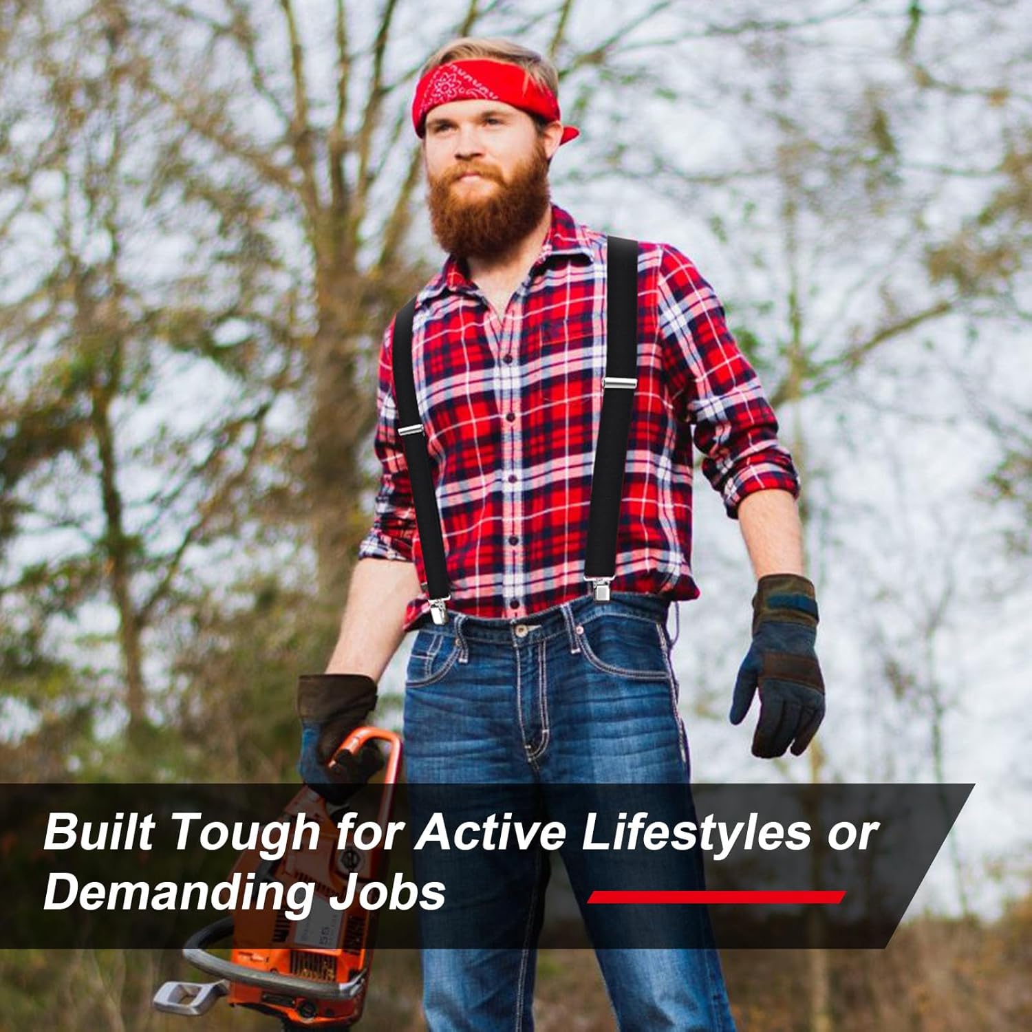 Ultrashang CLASSIC Mens Heavy-Duty Suspender: 2-Inch Wide, Sturdy Clips, X-Back, Adjustable Elastic Work Suspenders - Image 7