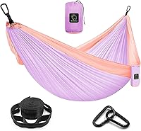 Vista 15 de Grassman Hamaca de camping doble y individual hamaca portátil con correas de árbol, hamacas de paracaídas de nailon ligero, accesorios
