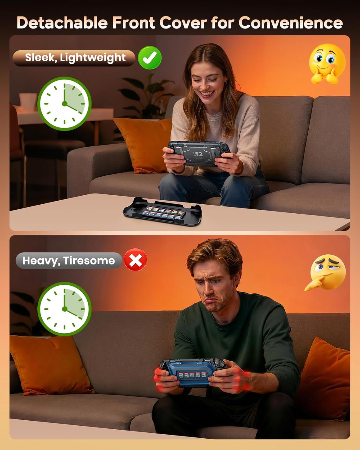 FYOUNG Dockable Protective Case for Nintendo Switch 2 with Hard PC Front Cover, Adjustable Kickstand, 12 Game Card Slots, TPU Grip for Joycon, Shock-proof&Anti-Scratch Shell for Switch 2 Accessories - Image 8