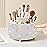 Diesisa Bling Diamond 360 Makeup Brush Holder Organizer, Rotating Makeup Brush Organizer,5 Slot Make up Brushes Cup for Cosmetics, Vanity Desktop Organizer, Gift for Women Teen Girls- Diamond White