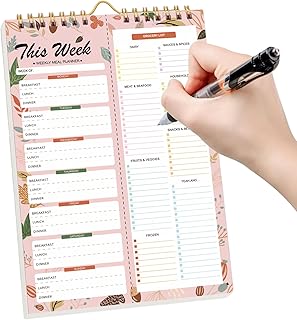 Carnet Pour Planning Des Repas - 52 Feuilles Planificateur D'Emploi Du Temps - Bloc Organisateur de Repas - pour Alimentation Saine Perte de Poids Famille Réfrigérateur Mur Courses 20x15