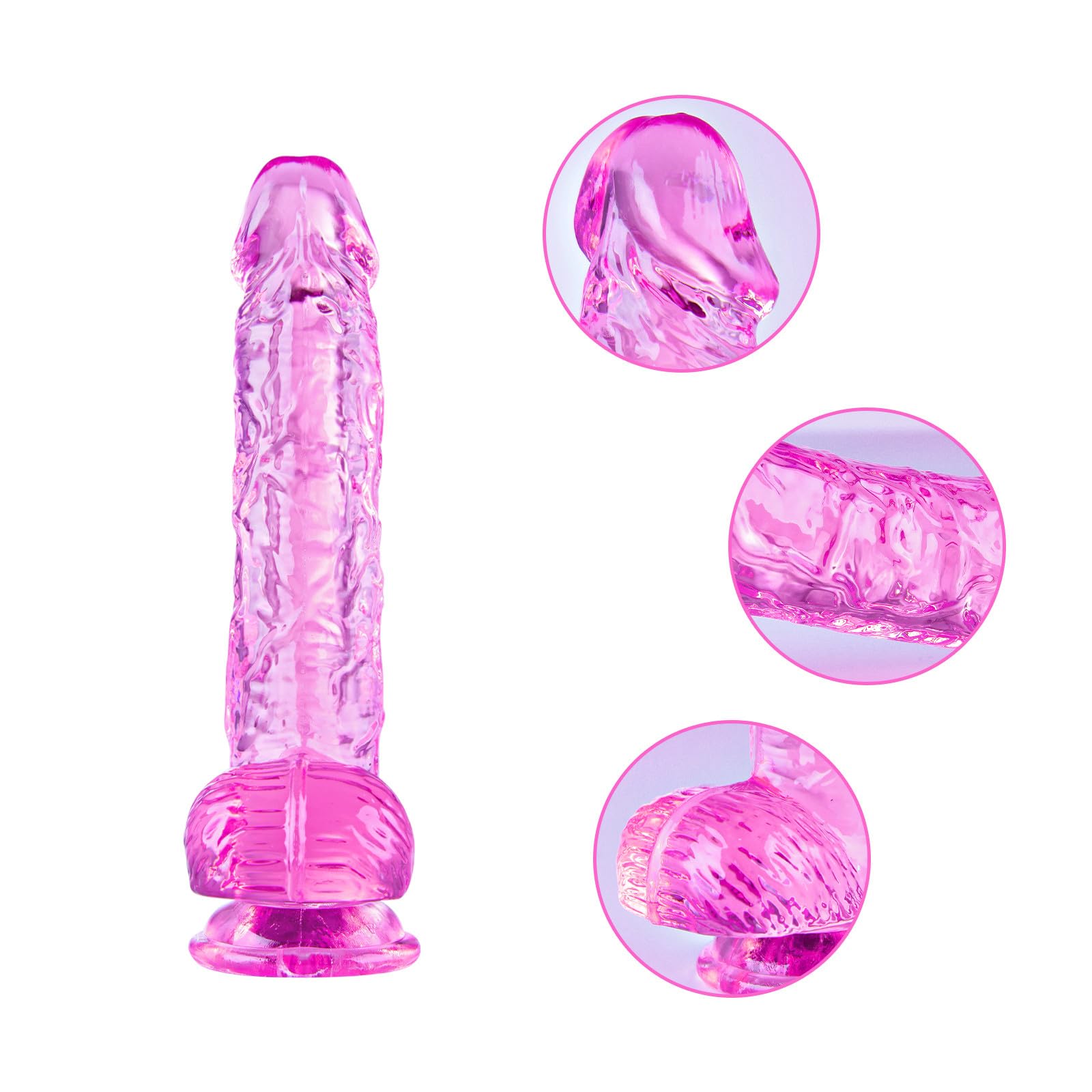 Small Realistic  6.4-Inch Cute Dildo with Suction Cup, Thin Dildo with Egg, Adult Sexual Toy for Vaginal G-spot and Anal Pleasure, Suitable for Beginner Female/Male/Homosexual Users
