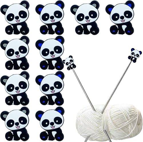 10 unidades de protectores de punto de aguja de tejer lindo panda agujas protectores de puntos de punto de tejer tapones para agujas de tejer