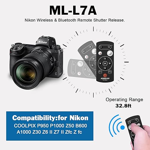 Miniatura 2 de Aodelan Liberación remota del obturador para Nikon COOLPIX P950 P1000 Z50 B600 A1000 Z30 Z6 II Z7 II Zfc Z fc, control remoto de la cámara reemplaza