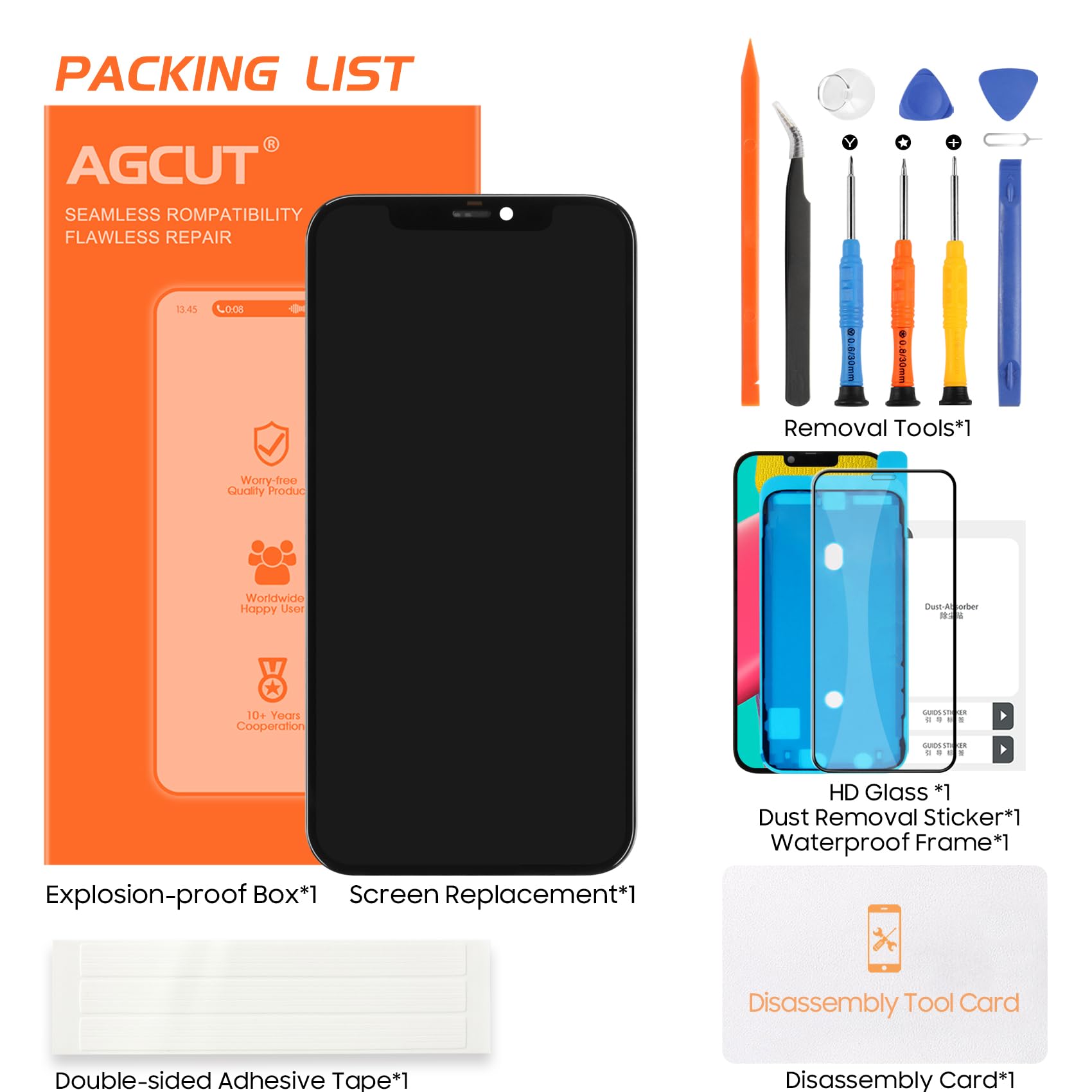 Pantalla LCD para iPhone 12 A2403 A2172 A2402 Pantalla LCD para iPhone 12 Pro A2407 A2341 A2406 6,1 pulgadas Pantalla táctil Digitizer Assembly con Reparación, Negro Incell