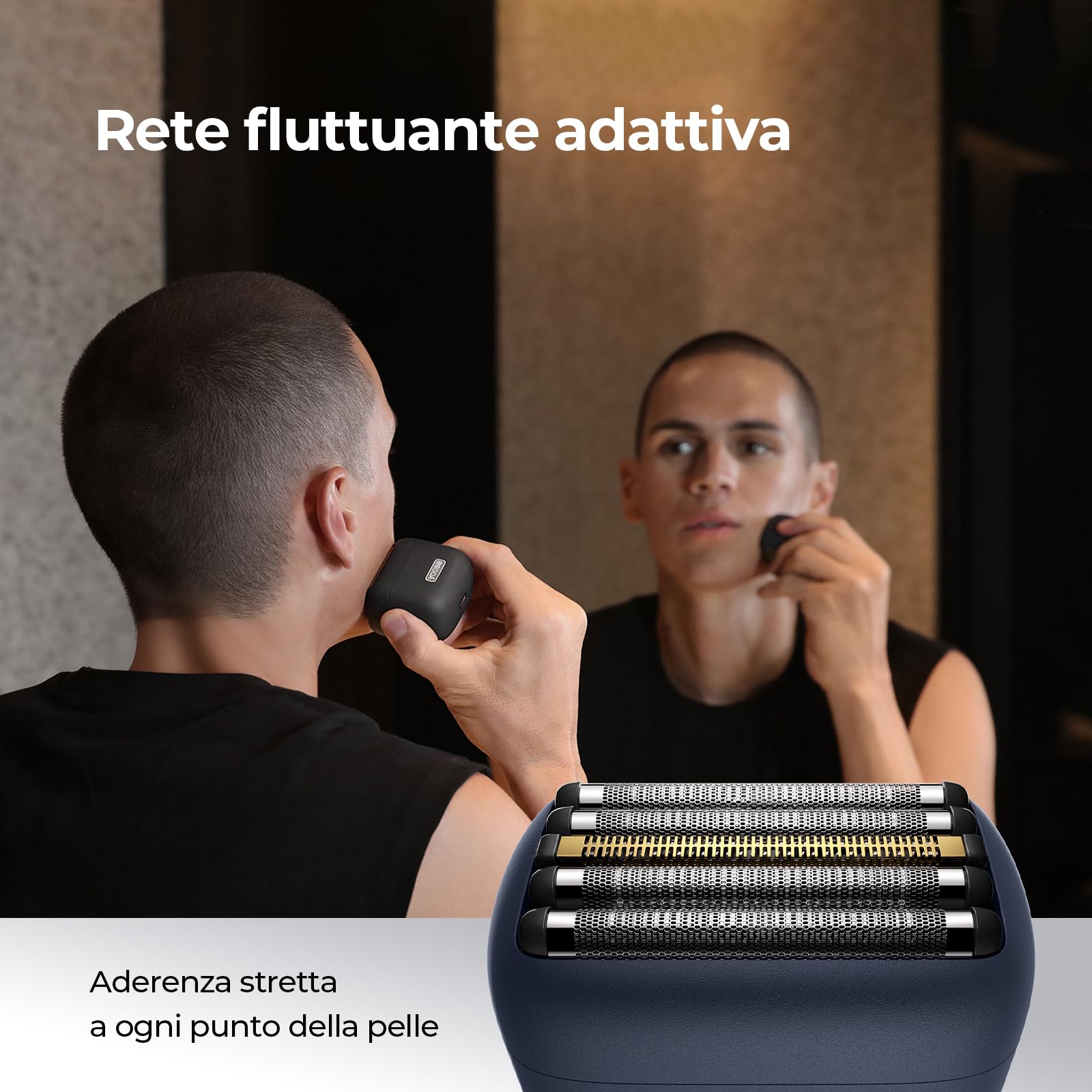 Yoose MINI 5 Rasoio Elettrico barba Uomo a Lamina, Regolabarba Professionale Ricaricabile Wet&Dry IPX7 Water Resistance