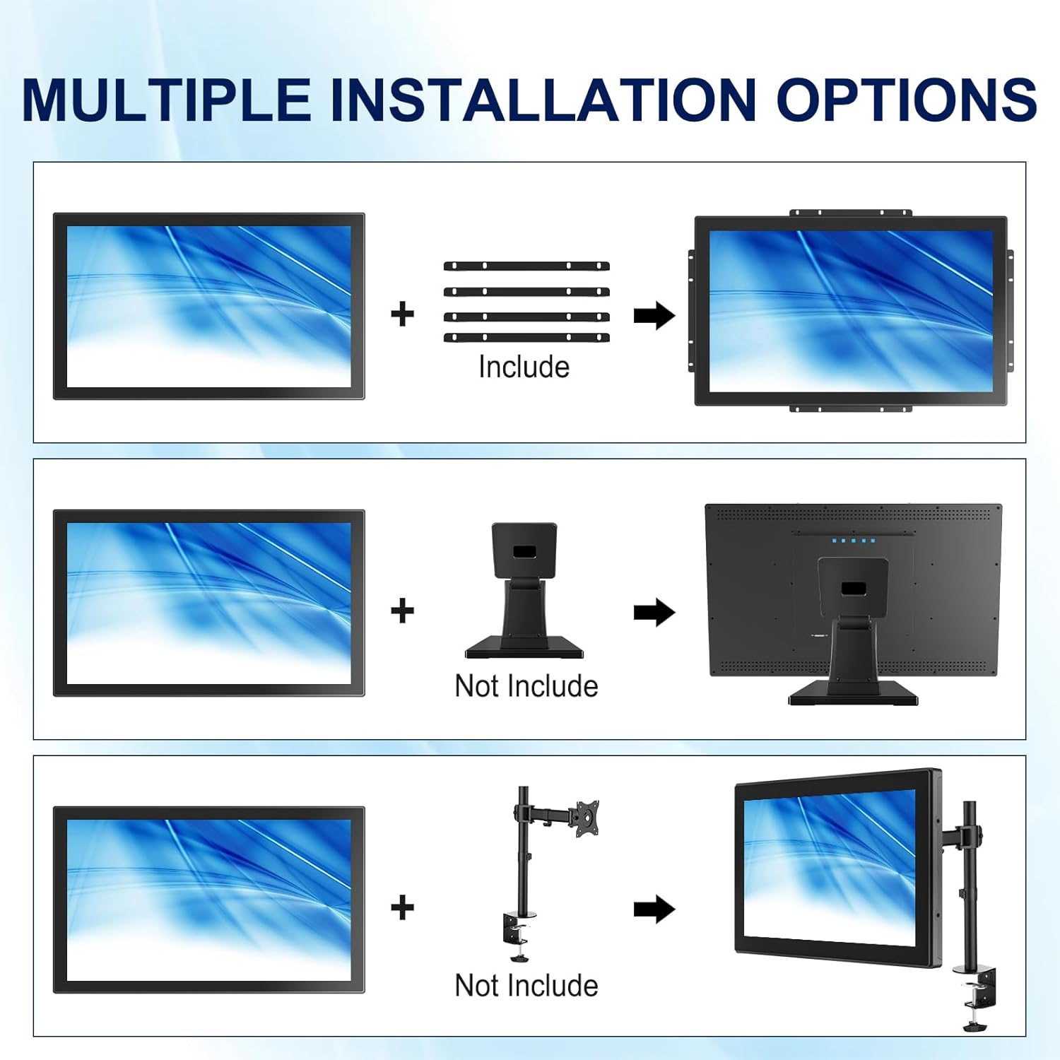 21.5 Inch FHD Capacitive Touch Screen Monitor,10-Point Multi-Touch Industrial Display with HD-MI,VGA,VESA Mounting Open Bracket Installation,Open Frame Touch Monitor