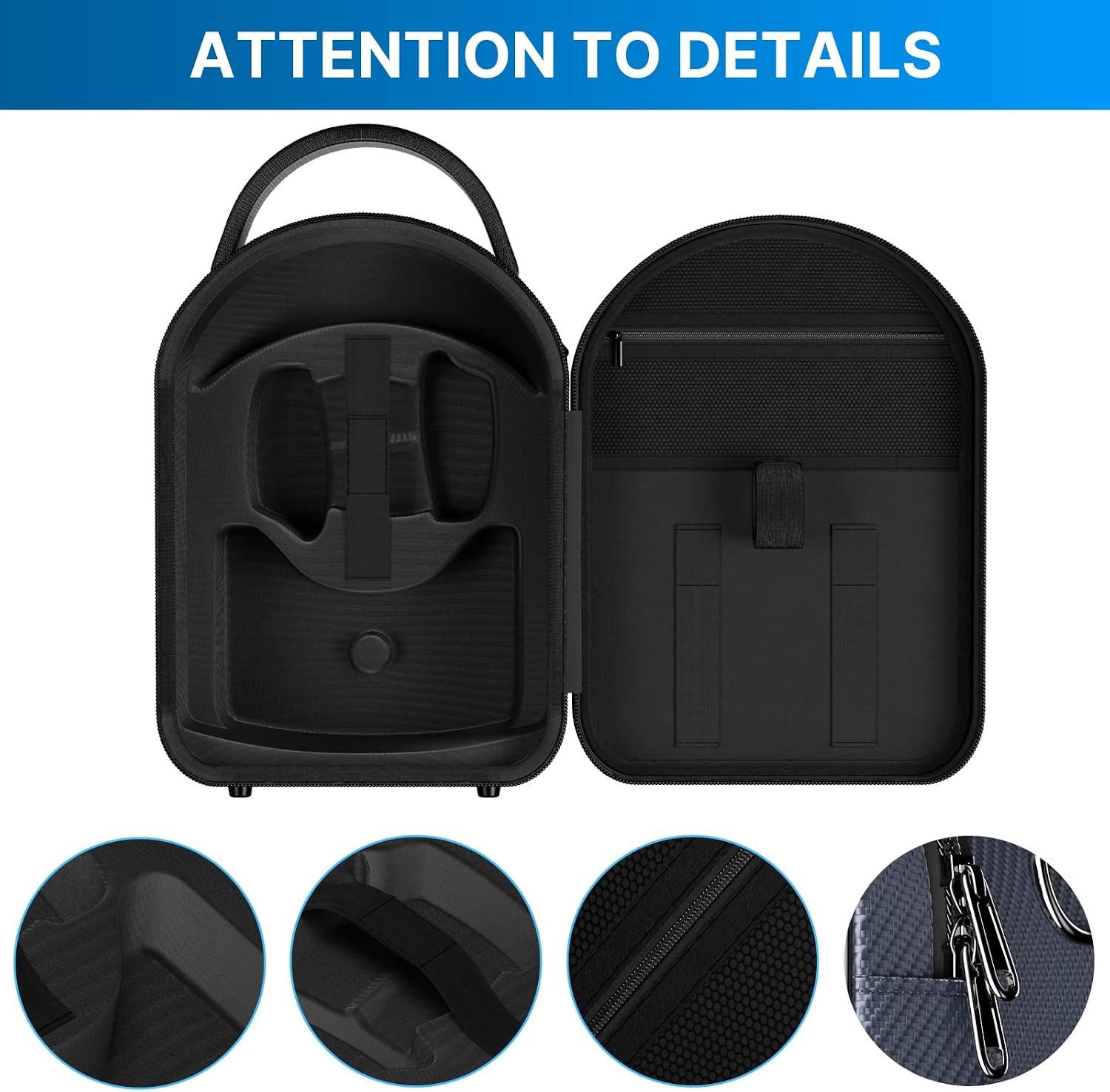 typecase Carrying Case for Oculus Quest 2, Elite Strap & Quest 2 Accessories - Holds Controllers, Battery Packs, Link Cables & Face Covers - Protective Travel Case Compatible with Meta Quest 2 (Blue)