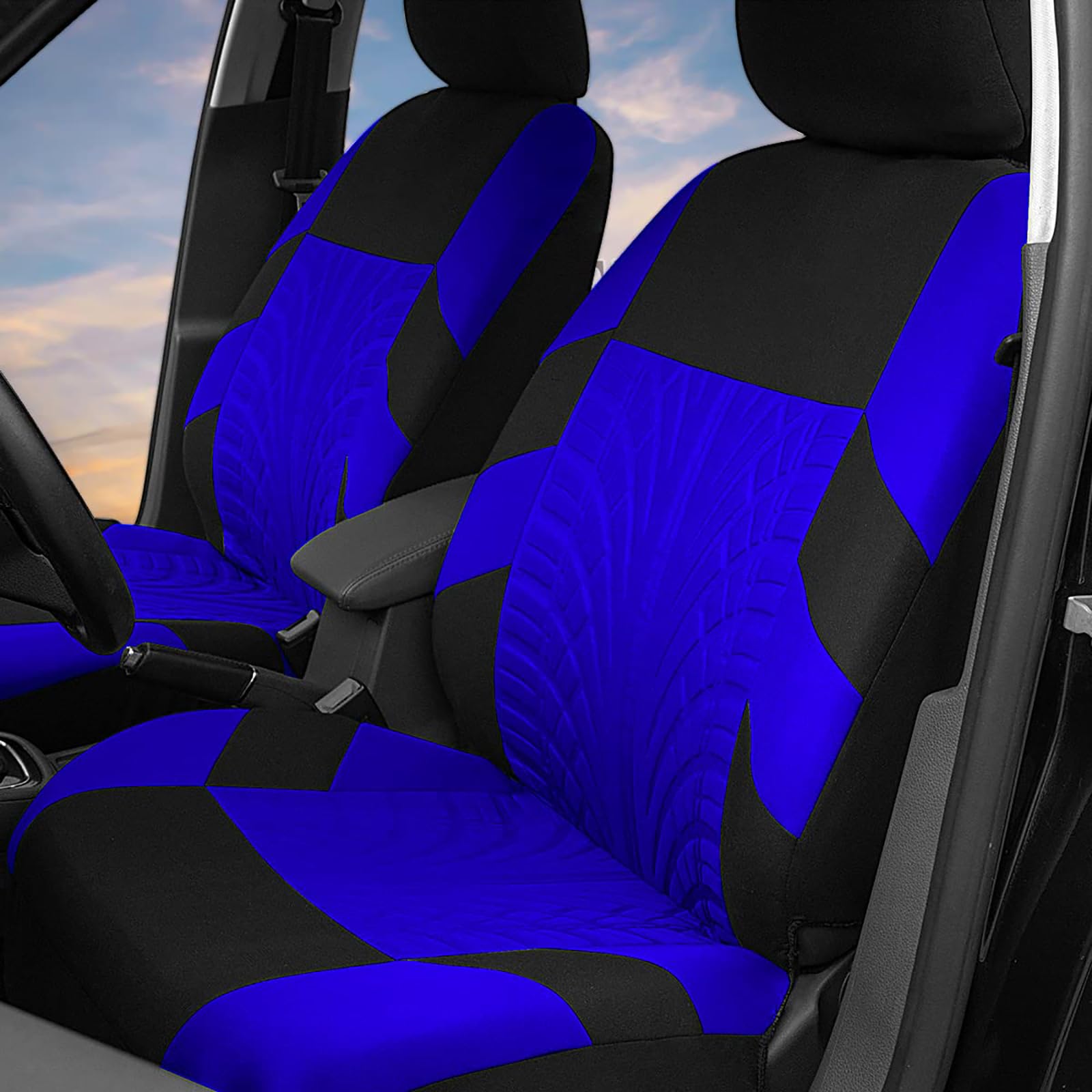 MarxaN Ensembles Housses de Siège Voiture pour R-enault Captur -I /2014-2018, Coussin Siege Vant et Arrière Respirante Amovibles Antidérapante Intérieurs Accessoires,E/Blue