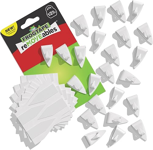 Miniatura 7 de FrogTape reMOVEables - Mini ganchos adhesivos para colgar, clips de interior para luces, llaves, cables, decoración de vacaciones, sin daños,